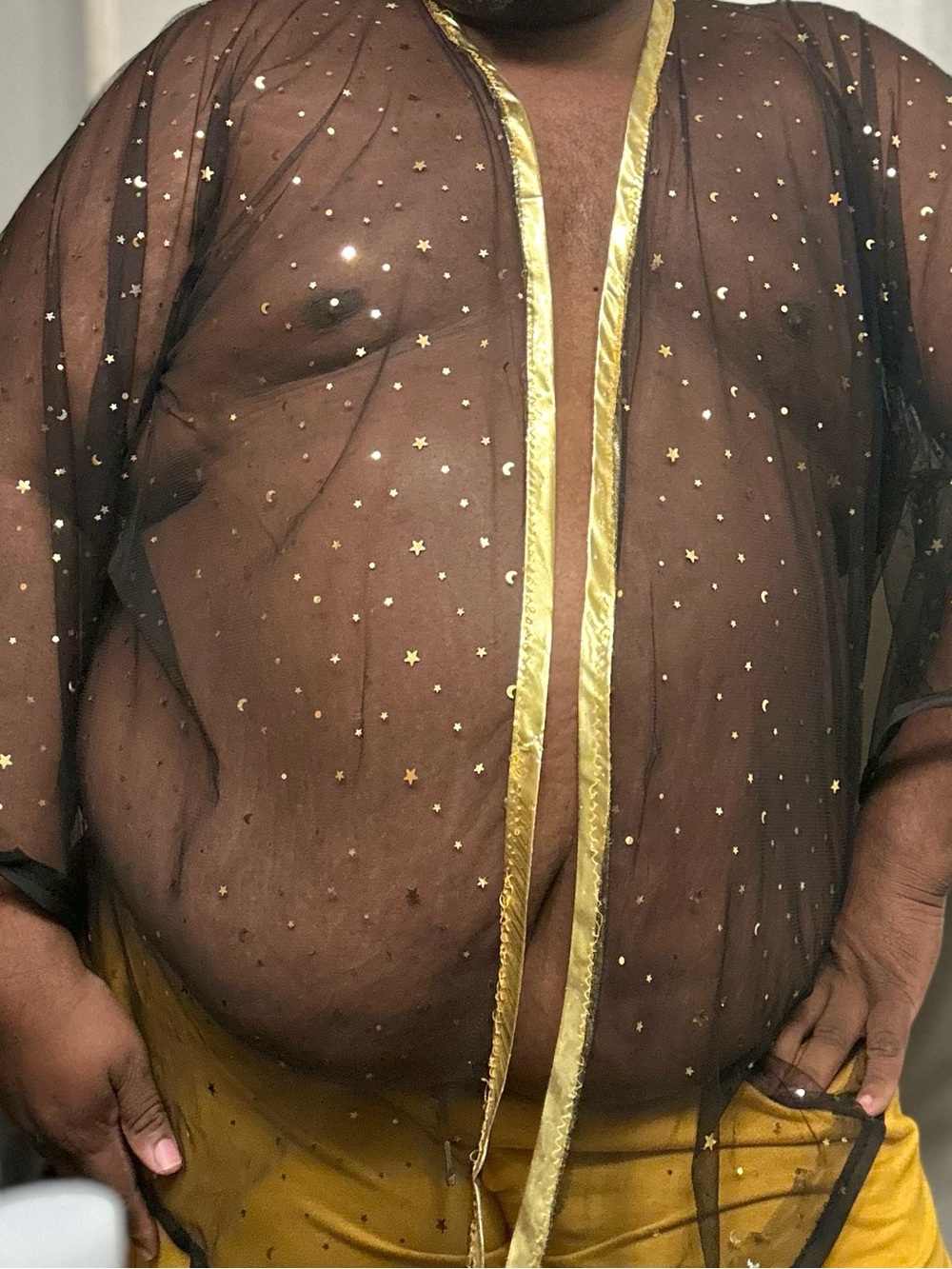 Handmade Mesh Black and Gold Robe